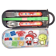 Skater 3合1餐具組, 筷子16.5cm + 湯匙13cm + 叉子13cm + 外盒19.8 x 7.6 x 1.7cm, Maizen Sister, 1組