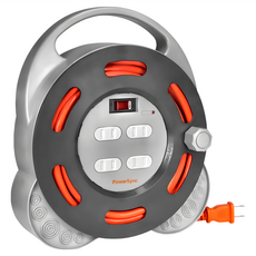 PowerSync 群加 2P 工業用4開4插輪座延長用電源線組 TX44F100, 10m, 延長線 灰色, 1個