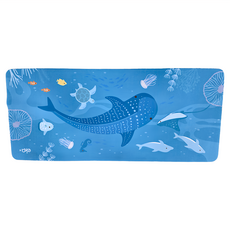 ekax 三合一多功能滑鼠墊 超細纖維布 矽膠止滑粒 尺寸: 340x150mm ±3, Dance of the Azure Sea, 1個