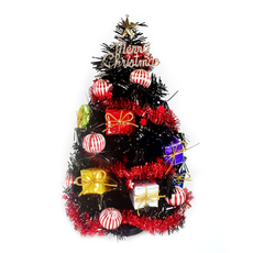 聖誕樹糖果禮物盒系 LED20 燈彩光插電式樹免組裝, 黑色
