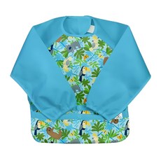 Green Sprouts 小綠芽 長袖圍兜兜 魔鬼氈設計 前方口袋設計, 叢林樹懶 藍色, 1件, 1件