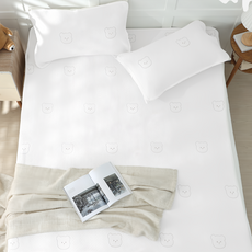 DON HOME 小熊立體空氣層涼感保潔墊床包, 淺灰色