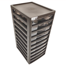 JEJ ASTAGE 日製辦公移動式A4文件收納櫃, 深棕色, 10層