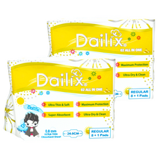 Dailix 吸血鬼 超瞬吸淨味乾爽衛生棉 0.08公分超薄棉體, 日用型(24.5cm), 9片, 2包