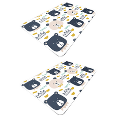 奈米硅藻土速乾防滑吸水地墊 2個 40 x 60cm, 紳士小熊 白色 + 藍色 + 米色, 1組