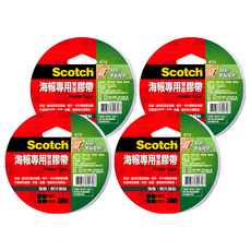 3M Scotch 海報專用雙面膠帶，適用於玻璃、木質、金屬、壁紙等光滑表面, 670, 4個