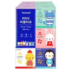 Tamsaa mini 抽取式面紙 100%原生紙漿 無螢光劑 無甲醛 250抽, 12盒, 1袋