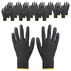 PU工作防滑手套, S, 黑/灰色, 12雙