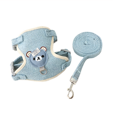 寵物夢工廠 可愛小熊胸背, 藍色, 2條