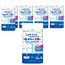 elleair 艾黎艾爾 溫水洗淨便座專用 衛生紙 日本原裝進口 100%紙漿製造 無香味, 25m, 12捲, 6袋