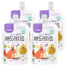 LUSOL 嬰幼兒果汁 雪梨桔梗, 韓國國產無農藥蔬果製成, 無添加砂糖、防腐劑, 吸嘴帶包裝 隨時飲用, 100ml, 4包