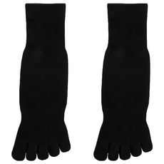 FELYR 費拉 寬口無痕毛巾底五指襪 - 5306 台灣製造 精梳棉82%, 黑色, 20~26cm