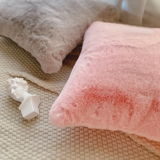 法式慵懶輕奢絨毛抱枕套 慕斯粉, 45 x 45cm, 1個