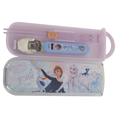 Skater 銀離子兒童餐具湯匙筷子2件組 附收納盒, 湯匙130mm + 筷子165mm, 冰雪奇緣, 1組