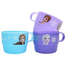 LiLFANT 迪士尼冰雪奇緣把手杯3件組兒童水杯, 艾莎安娜, 250ml, 1組
