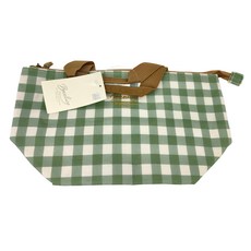 Sabu BASILICO 復古文青風格紋保溫保冷便當袋, 綠色, 30 x 18 x 12cm, 1個