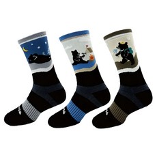 woawoa 【熊愛outdoor】極致速乾羊毛登山襪-m-3入組 台灣黑熊造型 Black Gray Blue Brown combination, 1入, Black, Gray, Blue, Brown combination