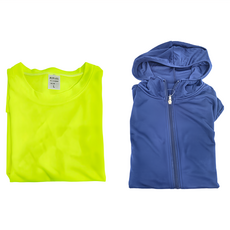 MI MI LEO 中性款台灣製機能防曬組 2件組 防曬外套 + 路跑螢光T恤