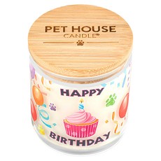PET HOUSE 室內除臭寵物香氛蠟燭 (生日快樂) 美國製 無添加含石蠟、石油 彩繪瓶身蠟燭, 255g, 1罐