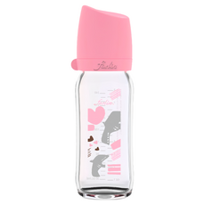 FARLIN 城市心旅行 寬口玻璃奶瓶 240ml，α-33 硼矽玻璃，耐高溫, 愛的傳遞, 1個
