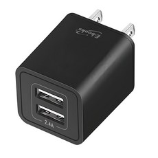 E-books B45 雙孔 USB快速充電器，2.4A, 3.3cm, 黑色, 1個