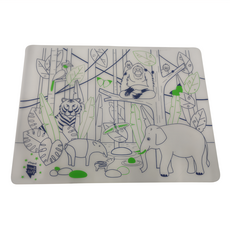 Super Petit 矽膠彩繪餐墊精選組 5入組, 動物世界 黑色 + 白色 + 綠色, 30 x 40cm, 1組