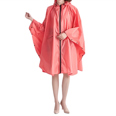樂居家 加寬素面斗篷雨衣 L(145~160cm) 玫紅色 - 前開式設計，輕量便攜