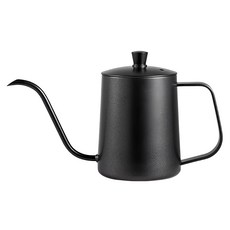 LifeShopping 不鏽鋼手沖咖啡壺, 350ml 磨砂黑, 304不鏽鋼, CAKN0098BK, 1個