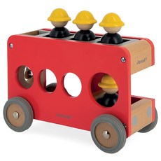 Janod 城市冒險 消防車, FSC森林認證木材 (膠合板、櫻桃木和山毛櫸木), 適用年齡: 2歲以上, 22.5 x 11 x 15cm, 1個