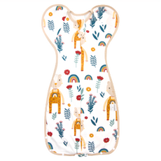 OhBabyLying 春秋薄款開釦袖成長包巾 - H.粉動物園 100%棉 下擺有開口可打開, 彩虹松鼠