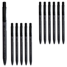 PENROTE 筆樂858中油筆 書寫流暢 學生辦公適用, 黑色, 12支