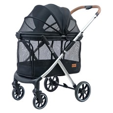 Ni Pet 中大型一鍵收寵物推車 X100, 石磨黑, 1個