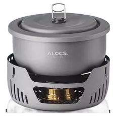 ALOCS 愛路客 露營鍋具10件組 硬質氧化鋁 不鏽鋼 鍋, 灰色, 1組