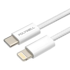 POLYWELL 寶利威爾 Type-C To Lightning PD編織快充線 3A PW15-W45-M925, 3m, 灰白色, 1條
