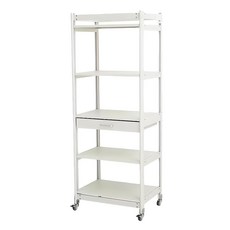 FAmILyLIFE 生活 航太鋁可升降五層附輪耐重置物架 FL-322 40 x 55 x 145.5cm 14.3kg, 月光白, 1個