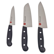 SHIMOMURA 下村 檢見崎 高碳不鏽鋼刀 三件組, 1組, 三德刀 + 主廚刀 + 水果刀