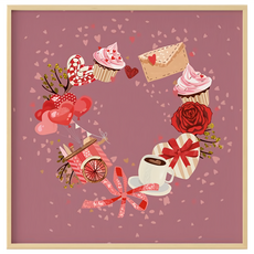 BOLUO GALLERY 菠蘿選畫所 掛畫 愛的排列式 APLS4430D, 木色