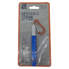 W+W 隨身伸縮不銹鋼吸管 附刷子, 可重複使用, 可調節高度, 1支