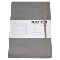 PAPERIDEAS 硬皮橫線筆記本, 188 頁編號頁面, 附目錄, 可擴展口袋, 2 頁書籤, 槍灰, 1本