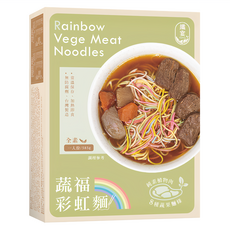 VegeKing 纖宴 蔬福彩虹麵 無防腐劑 台灣製造 全素 8種蔬果麵條, 585g, 1盒
