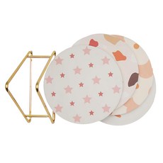 Caldo 卡朵生活 陶瓷吸水隔熱鍋墊 Set 四入組, 粉嫩, 1組