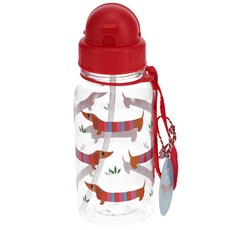 Rex LONDON 兒童Tritan吸管水瓶 7 x 19cm 掛繩7cm, 臘腸狗, 500ml, 1個