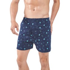 LIUKOO煙斗燈泡彈性平口褲 - 100%絲光棉材質，舒適透氣, L, 丈青