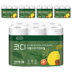 CODI 捲筒式廚房紙巾, 150張 x 6捲, 森林系包裝, 5袋