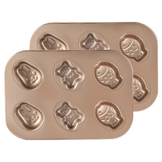 6格兔子+小熊+鯛魚燒造型綜合烤模, 26.5cm, 2個