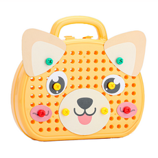 SMARTMOM 益智拼裝工具箱 206件小熊螺絲Toys 27x24.5x7, 稻草黃小狗, 1組