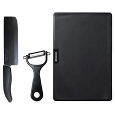 KyOCERa 京瓷 日本京瓷 3件組 黑色, 陶瓷刀 + 削皮器 + 砧板, 1組