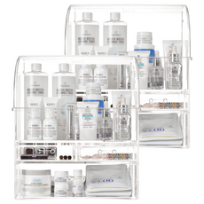 comet 化妝品收納盒 有蓋款 XL, 2個, 透明色