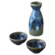 JUST HOME 湛藍陶瓷清酒組 經典款, 1組, 陶瓷清酒壺 + 杯