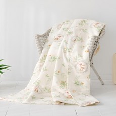 J-bedtime 床寢時光 台灣製100%純棉四季涼被 親膚透氣四季皆宜, 1入, 林間小鹿 白色